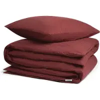 Yumeko Dekbedovertrek set Seersucker Katoen 140x220 Rood - Eco, Bio & Fairtrade