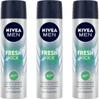 Nivea MEN Fresh Kick Anti-Transpirant Spray - 3 x 150 ml - 48 uur bescherming - Met cactuswater - Alcoholvrij