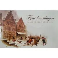 Rien Poortvliet 8 dubbele Kerstkaarten klassiek straatbeeld - kinderen buiten in sneeuw - Kerstkaarten met enveloppen - Fijne Kerstdagen