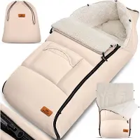 Kidiz Voetenzak voor Autostoeltje en Buggy met Ritssluiting - Baby Slaapzak Deken voor Maxi-Cosi & Wandelwagen / Kinderwagen - Beige