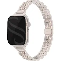 Selencia Slim Steel Jubilee Inspired schakelbandje voor de Apple Watch | 38/40/41/42 mm - Starlight