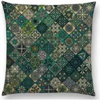 Cusco Mandala kussenhoes Aqua Flocks – DUBBELZIJDIG BEDRUKT - Soft Touch – 45x45 cm