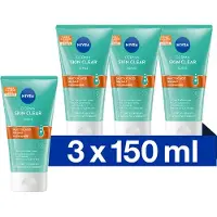 Nivea DERMA Skin Clear Face Scrub Gezicht - Gezichtsscrub - Gezichtsreiniger - Voor de onzuivere huid - Met Salicylzuur (AHA) en Niacinamide - Anti Acne, Puistjes en Mee-eters - 3x150 ml