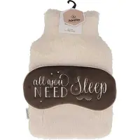 Apollo - Warmwaterkruik met slaapmasker- Kruik met hoes - Kruikenzak - Kruik Baby - Teddy - Beige