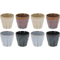 Excellent houseware Keine luxe gekleurde porseleinen koffiekopjes - set 8x stuks - 90 ml - Espresso bekers