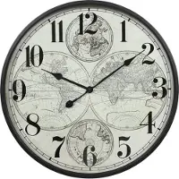 Countryfield Wandklok World metaal L6B60H60CM wit/zwart