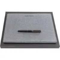 HUGO BOSS Schrijfmappen Gleam Writing Set Grey / Gun Zilverkleurig
