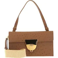 Coccinelle Leren Schoudertas Koppeling Coccinellenico Ostrich Handbag Nocciola Lichtbruin