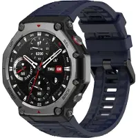 Strap-it Siliconen smartwatch bandje met gespsluiting - geschikt voor de Amazfit T-Rex 3 (donkerblauw)