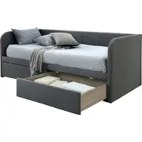 Poldimar - Eenpersoonsbed Zita met 2 laden - 90x200 - Grijs