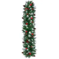 Springos Kerstslinger | 110 cm | Dennenappels | Lijsterbes | Sneeuw | Groen