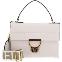 Coccinelle Leren handtas schoudertas Arlettis Signature Handbag Grained Leather Lambskin White crème