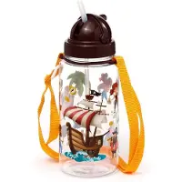 Puckator Drinkfles/Waterfles Kind - Jolly Rogers Piraten - Flip Straw - Ecozen - 450ml