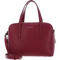 Coccinelle Leren Handtas Schoudertas Swap Handbag Grained Leather Garnet Red Wijnrood