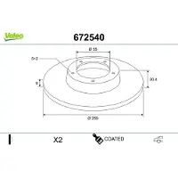 Valeo 672540 Remschijf