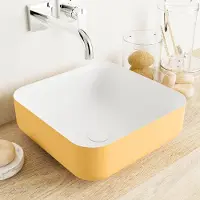 Mondiaz binx waskom solid surface 36 cm kleur ocher /talc