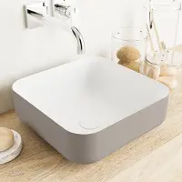 Mondiaz binx waskom solid surface 36 cm kleur smoke /talc