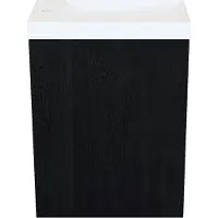 Arcqua Fonteinkast black oak luna 40x55x28 cm incl. Fontein glans wit zonder overloop