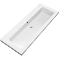 Brauer Solar Medium Meubelwastafel 120x46cm Mineraalmarmer - Zonder Kraangaten - Mat Wit - 8720359366290 - Rechthoekig - Wastafels, Meubelwastafels