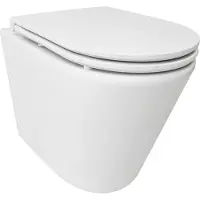 Boss & Wessing Astev Rimless Wandcloset Tornado BWS Flush Mat Wit Met Flatline Toiletzitting Softclose En Quick Release Mat Wit