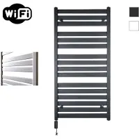 Sanicare Elektrische radiator hwv - moda met wifi 120x60 cm mat zwart 876w met thermostaat zwart linksonder
