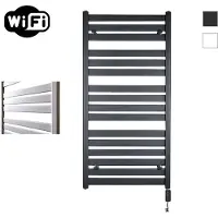 Sanicare Elektrische radiator hwv - moda met wifi 120x60 cm mat zwart 876w met thermostaat zwart rechtsonder