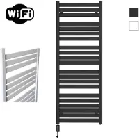 Sanicare Moda elektrische radiator 60x160cm zwart mat met WiFi en thermostaat links zwart