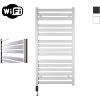 Sanicare Elektrische radiator hwv - moda met wifi 120x60 cm mat wit 876w met thermostaat zwart linksonder