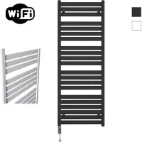 Sanicare Elektrische radiator hwv - moda met wifi 160x60 cm mat zwart 1159w met thermostaat chroom linksonder