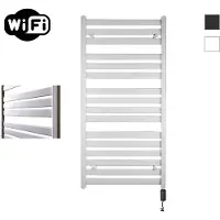 Sanicare Moda elektrische radiator 60x120cm wit mat met WiFi en thermostaat rechts zwart