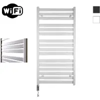Sanicare Elektrische radiator hwv - moda met wifi 120x60 cm mat wit 876w met thermostaat chroom linksonder