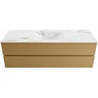 Mondiaz VICA-DLUX 150cm badmeubel onderkast Oro 2 lades. Inbouw wastafel CLOUD midden zonder kraangat, kleur Frappe.