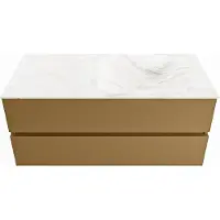 Mondiaz VICA-DLUX 110cm badmeubel onderkast Oro 2 lades. Inbouw wastafel CLOUD rechts 1 kraangat, kleur Ostra.