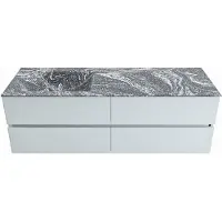 Mondiaz VICA-DLUX 150cm badmeubel onderkast Clay 4 lades. Inbouw wastafel CLOUD links 1 kraangat, kleur Lava.