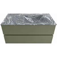 Mondiaz VICA-DLUX 100cm badmeubel onderkast Army 2 lades. Inbouw wastafel CLOUD rechts zonder kraangat, kleur Lava.
