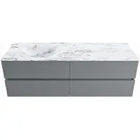 Mondiaz vica-dlux 150 cm badmeubel onderkast plata 4 lades. Inbouw wastafel cloud links zonder kraangat, kleur glace.