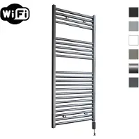 Sanicare elektrische design radiator 60x112cm gunmetal met WiFi en thermostaat rechts zwart