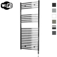 Sanicare elektrische design radiator 45x112cm chroom met WiFi en thermostaat rechts chroom