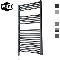 Sanicare elektrische design radiator 60x112cm mat zwart met WiFi en thermostaat links chroom