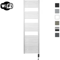 Sanicare elektrische design radiator 45x172cm wit met WiFi en thermostaat rechts zwart