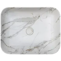 Riho Waskom Marmic Rechthoek 50x39x13 cm Mat Wit Marmer Keramiek