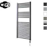 Sanicare elektrische design radiator 45x112cm gunmetal met WiFi en thermostaat rechts chroom
