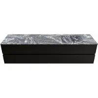 Mondiaz VICA-DLUX 200cm badmeubel onderkast Urban 4 lades. Inbouw wastafel CLOUD rechts zonder kraangat, kleur Lava.