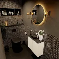 Mondiaz fowy toiletmeubel 60 cm kleur talc. Waskom positie links kleur urban | urban. Met 1 kraangat