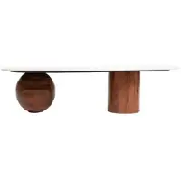 Sissy-Boy Houten koffietafel met marmer blad en asymmetrisch onderstel