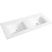 Allibert Dubbele Wastafel Soft - Porselein - Rechthoekig - Wit - 120,5cm