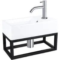 Differnz Fonteinset force keramiek en handoekrek 40x22x11.5 cm wit met gebogen kraan chroom