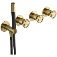 Hotbath Thermostatische Douche/Badkraan Cobber @Work Inbouw Met 2 Stopkranen En Handdouche Geborsteld Messing PVD