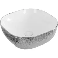 Best design Waskom royal zilver opbouw keramiek 42.5x14.5 cm zilver