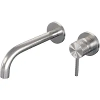 Brauer Brushed Carving inbouw wastafelmengkraan met gebogen uitloop en rozetten model A1 RVS geborsteld PVD